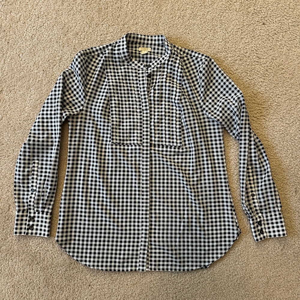 J Crew Black and White Checkered Shirt size Small